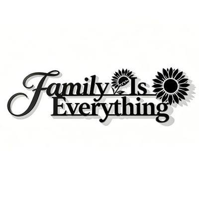 TYFYO Family Is Everything Metal Wall Decor, Sunflower Wall Art Sign for Home Living Room Farmhouse Decor