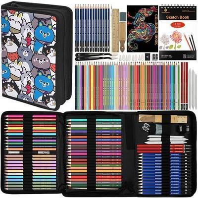 99 PCS Drawing Set, with 50 Page Drawing Pad, Coloring Book,Sketching, Graphite, Charcoal, Coloring Pencils, Blending Tools, Art Supplies Pencil Kit for Artists Adults Beginner Family Friends