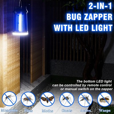 Electric Bug Zapper, Outdoor & Indoor Mosquito Killer with LED Light, Waterproof Fly Trap & Insect Catcher, Plug-in Insect Repellent for Outside, Patio, Garage, Home, and Garden