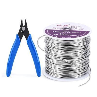 18 Gauge (1.0mm) 304 Stainless Steel Jewelry Wire Kit with Wire Cutter, 28 Yards Tarnish Resistant Craft Wire for Jewelry Making 