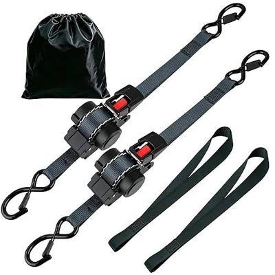 Retractable Ratchet Straps (2-Pack) - 1'' x 12' (1,800lb Break Strength) Heavy Duty Auto Slow Retraction Tie Down Straps,Self Retracting for Truck, Cargo Trailer, Motorcycle, ATV, UTV