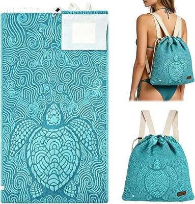 2026 New 2 in 1 Convertible Towel Bag Backpack,Oversized Sand Repellent Microfiber Beach Bag Towel with Hidden Zip Pocket Lightweight Quick Dry Travel Beach Blanket Bag (#01 Blue)