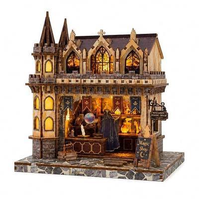 Magic Shop Book Nook Kit, LED 3D Wood Puzzle for Adults and Teens DIY Bookshelf Decor, Miniature House Kits Craft Gift for Family and Friends with Assembly Manual