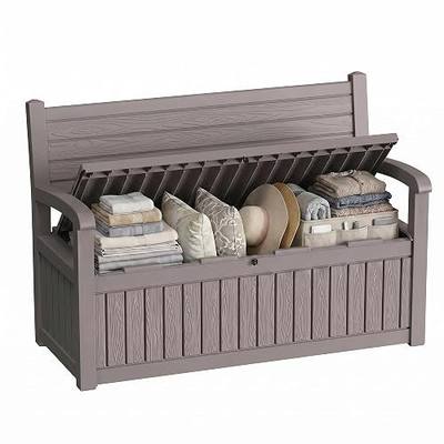 80 Gallon Outdoor Storage Bench Spacious Storage Box Waterproof Resin Deck Box Lockable for Patio, Garden, Livig Room & Outdoor Spaces(Grey)