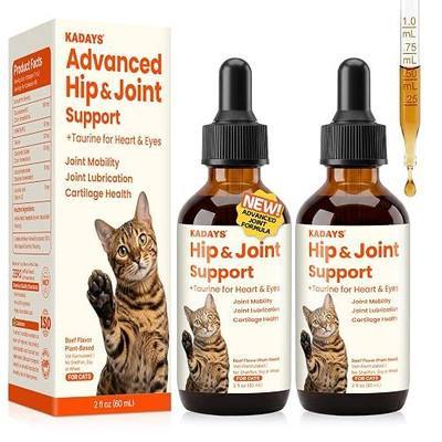 Liquid Glucosamine for Cats 2-Pack, Hip & Joint Pain Relief Drop Supplement | with Chondroitin MSM & Hyaluronic Acid Taurine Dropper for Senior Older Adult Cats & Kittens Pet Mobility & Cartilage Support