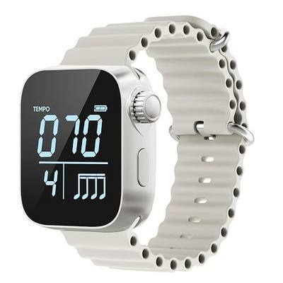 Wegrower Vibrating Metronome Watch, Beige | Wearable for Guitar, Violin, Piano, Drum, Workout Tempo Trainer, Adjustable Strap, App Support, Long Battery Life