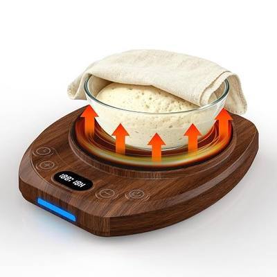 Sourdough Starter Warmer Mat,65-110°F 1°F Precision, 24H Timer & Memory, Electric Heating Mat for 24-40oz Jars, Home Baking(Wood grain)