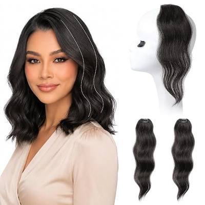 REECHO Clip in Hair Volumizer, 2PCS 12 inch Short Thick Beach Wave Clip in Hairpieces Adding Extra Volume Hair Extensions for Women - Black Brown
