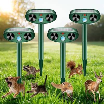 2026 Upgraded Solar Ultrasonic Animal Repellent Outdoor Deer Cat Repellent with Motion Sensor Flash Light, IP65 Waterproof Repeller Keep Rodent Squirrel Raccoon Opossum Skunk Out of Yard Farm