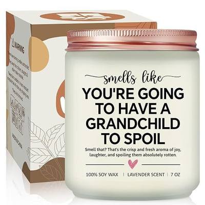 Pregnancy Announcement Gifts for Grandparents - New Baby Announcement Ideas - First Time Grandma Gifts- Pregnancy Reveal Ideas for Parents, Promoted to Grandparents - Lavender Scented Candle