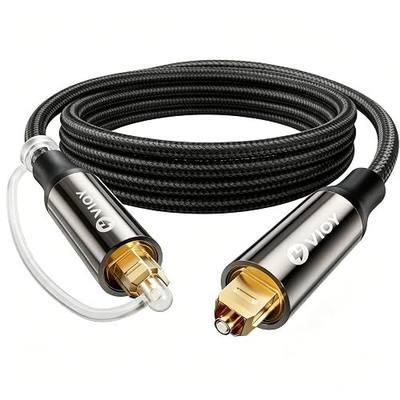 VIOY Optical Audio Cable for Soundbar 10 FT, Premium Braided Toslink Cable with Aluminum Shell, Digital Fiber Optic Audio Cord for TV, PS5, Xbox, Home Theater