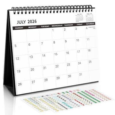 SKYDUE Desk Calendar 2026-2027, Jul 2026 to Dec 2027, 18 Months Small Desk Calendar with Planner Stickers, 10" x 8" Desktop Calendar Planner Standing Flip, Black