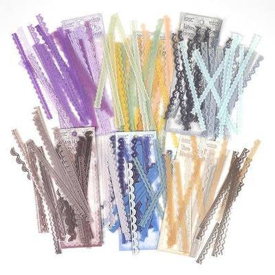 Scrapbook Stickers, 240 Pcs Transparent Lace PET Stickers Pack | 6 Packs Vintage Decorative Border Stickers, 5.9x0.5" Clear Waterproof Ribbon Decals for Junk Journal, Scrapbook, DIY Craft