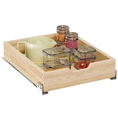 Pull Out Cabinet Organizer, 16.5 in W x 21 in D Solid Wood Slide Out Drawer, Soft Close Sliding Shelf, Bottom or Side Mount for Kitchen Pantry Bathroom, Fits 17.5 in Cabinet Opening