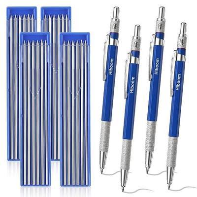 Hiboom 52 Pcs Welders Pencil with Silver Round Refills, 2 mm Round Lead Mechanical Metal Marking Pencil Pocket Clip Durable Metal Holder for Welding Fabrication Pipe Fitting, Design Patent
