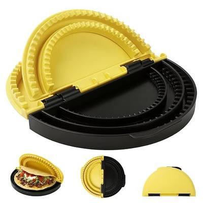 Tortilla Sealer with Detachable Molds (6", 8", 10") | 3-in-1 Crimper for Homemade Quesadillas, Tacos, Calzones and Burritos– Dishwasher Safe, BPA-Free Kitchen Tool(Black Yellow)