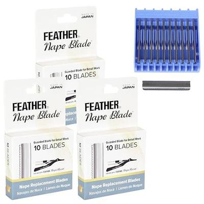 Feather - Nape Blades - Single Edge Guarded Replacement Blades –Fits Feather Nape & Body Razor– Professional Tool for Thinning, Layering, Precision Styling & Body Hair Removal– Made in Japan - 3 Packs
