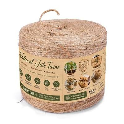 2.5mm Natural Jute Twine, 1000FT Bulk Garden Rope for Crafts | Heavy-duty twine for tomatoes & gardens. Ideal for farmhouse style crafts. Note: Natural jute sheds more than sisal.