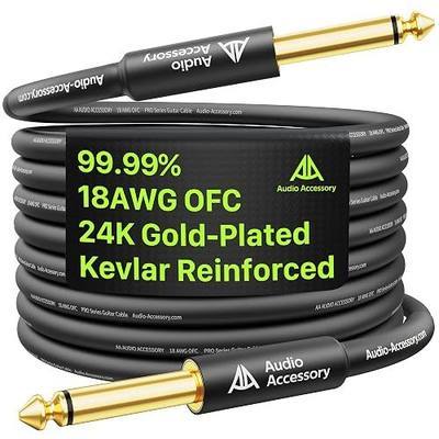 AA AUDIO ACCESSORY Pro Series Guitar Cable 10 ft, 18 AWG 99.99% OFC, Gold-Plated Connector, Low Capacitance No Tangle Kevlar-Reinforced 1/4 Inch Instrument Cable for Fender Electric Guitar Amp Mogami