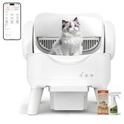 RPZ Self Cleaning Litter Box with APP, Automatic Litter Box for Cats | Open Entry for Large Cats, Tracks Weight & Visits, Touch-Stop Safety, Remote Cleaning, Large Waste Drawer