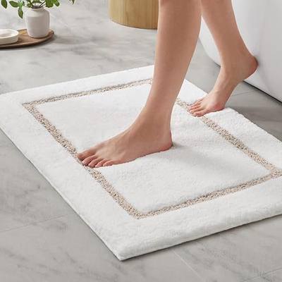 Madison Park Roan Bath Rug 24x36, Thick Absorbent Microfiber Bathroom Mat, Non Slip TPR Backing, Machine Washable, Oeko-TEX Certified, Hotel-Inspired Tufted Plush Design, Beige