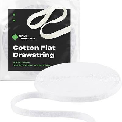 100% Cotton Flat Drawstring Cord, 3/8 Inch x 11 Yards, White | Replacement Drawstring for Hoodies, Sweatpants, Joggers, Shorts and Sewing DIY Crafts