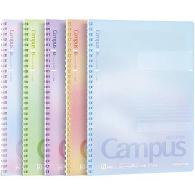 KOKUYO Spiral Notebook, 5 Pack 10" x 7" B5 Campus Soft Ring Notebooks with 6mm Dot Ruled, 40 Sheets, Limited Edition Positive & Relax, Note Taking for School, Japan Import (SU-S111BT-L5AST)