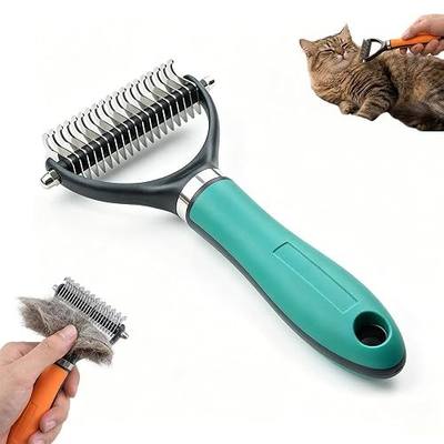 Double Sided Dematting Comb, 2026Undercoat Rake Deshedding Grooming Tool, Pet Hair Detangler Brush for Removing Tangles Knots and Loose Fur, Grooming Comb for Long Thick Coats (1, Green)