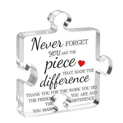 Acrylic Puzzle Plaque, Thank You Desk Sign, Appreciation Keepsake | retirement gift for woman teacher appreciation, farewell coworker leaving gift, heartfelt gratitude, office decor