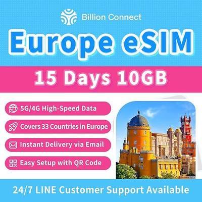 Europe eSIM 15 Days 10GB | 5G/4G LTE | Hotspot Sharing | Compatible with TikTok, ChatGPT & Google | 33 European Countries | Instant Email Delivery | 365-Day Customer Support (eSIM 15 Days 10GB)