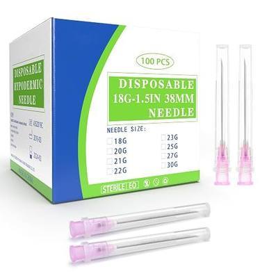 18 Gauge 1 Inch Needles, 100 Pack Disposable Luer Lock Needle for Scientific and Industrial Dispensing, Individual Sealed Package