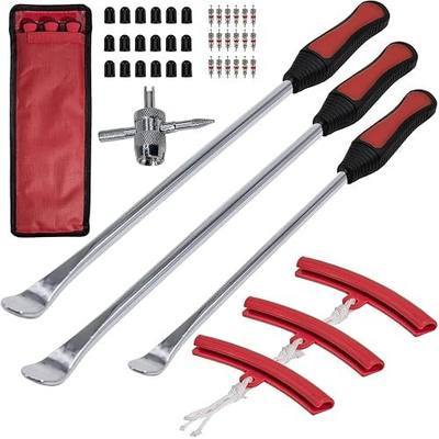 Y.A. LOTUS 44Pcs Tire Spoons Kit, Premium Tire Changing Tool Kit for Motorcycle Dirt Bike Lawn Tractor Bicycle and More, Include Levers, Rim Protector, Valve Tool, Valve Cover and Valve Core