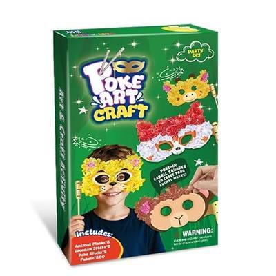 Kivonio Poke Art - Animal Masks, Mess-Free Fun for Kids, DIY Wood Craft Kits, Creative Activity, Gifts for Girls & Boys Ages 4, 5, 6, 7, 8, 9 Fine Motor Skills, Screen-Free