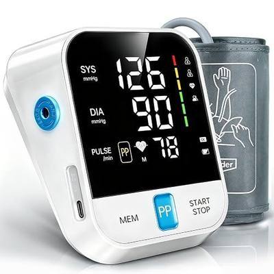 Blood Pressure Monitor Home Use, Automatic Upper Arm Blood Pressure W/Large Cuff, 2 Users 240 Sets Memory&HR Detection,LED Display, FSA&HSA Eligible BP Machine, One-Tap Operation, Type-C Rechargeable