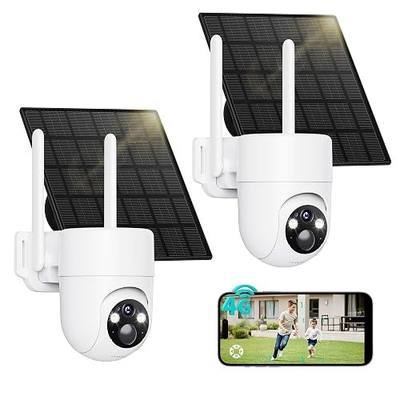 LIWAN 4G LTE Cellular Security Cameras Wireless Outdoor, 2K Off-Grid Cam | 2-Pack No WiFi Security Camera with SIM Card, Solar Powered, Color Night Vision, 360° View for Farm, Cabin, Construction Site