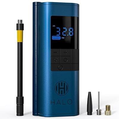 Halo Portable Tire Inflator, Cordless Air Compressor with Digital Display, Up to 150 PSI, USB-C Rechargeable Battery, 3-Mode LED Flashlight for Car Tires, Bikes, Balls and Inflatables - Dusty Blue