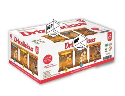 Mini Rice Cake Bites, Drizzi-licious Variety Pack, 32 Count with IGP Family Packaging