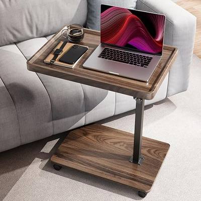 Large C-Shaped End Table, Swivel TV Tray, Couch Side Table Wood | Adjustable Height 360° Swivel, Slide Under Sofa, Multi-Use Couch/Bed/Overbed Table, Small TV Dinner Tray For Couch Dining
