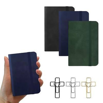 3 Pack Pocket Notebook Journals, A7 Mini Leather Hardcover Journal, 4.3 inches x 3.1 inches 200 Pages Small Notepad Notebooks for Note Taking (Black, Green, Blue)