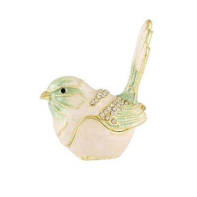 Green Little Bird Trinket Boxes Hinged Hand-Painted Enameled Jewelry Box Animals Ornaments Craft Gift for Home Decor