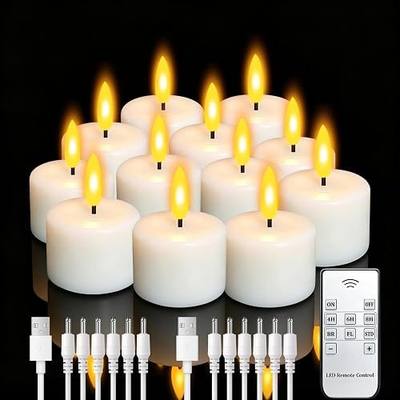 Rechargeable Tea Lights Flameless Candles with Remote Timer Coated with Real Wax, LED Tea Lights Candles Battery Operated for Centerpiece Table Decorations, Anniversar, Halloween, Christmas (12 Pack)