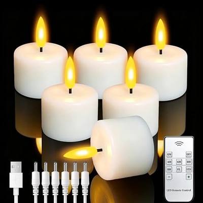 Rechargeable Tea Lights Flameless Candles with Remote Timer Coated with Real Wax, LED Tea Lights Candles Battery Operated for Centerpiece Table Decorations, Anniversar, Halloween, Christmas (6 Pack)