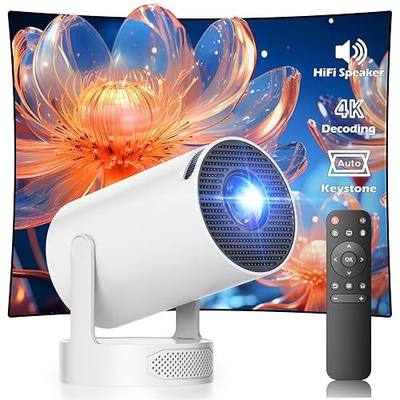 Mini Projector with WiFi 6 and Bluetooth 5.0, 1080P 4K Supported 300 ANSI Lumens Portable Projector, Movie Projector Compatible With HDMI/USB/TV Stick/Smartphone/Laptop