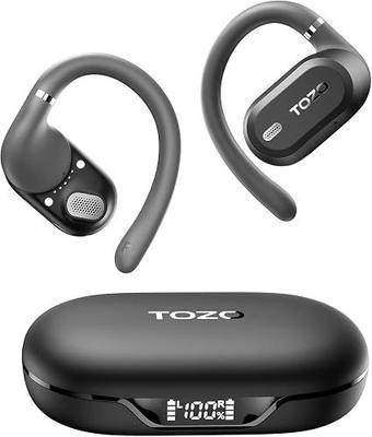 TOZO OpenWear Open Ear Earbuds, AI Translation Real Time 145+ Languages | 60H Translator Ear Buds Audifonos Traductores Inglés Español, All Day Comfort, Bluetooth Headphones 5.4 with Smart Display