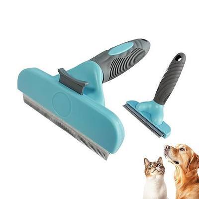 Self Cleaning Pet Shedding Brush for Long Short Haired Dogs & Cats (Large) | One-click hair removal, removes loose fur/tangles/mats, gentle on skin, stainless steel teeth, ergonomic handle