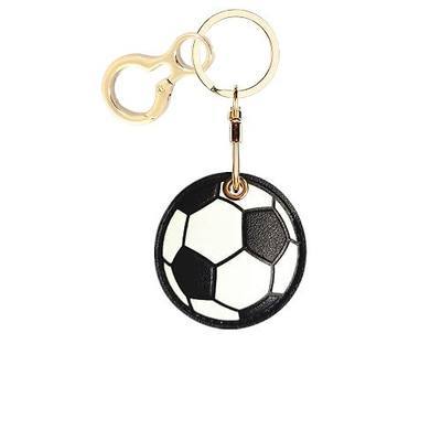 Leather Keychain Holder Case Compatible with AirTag,Cute Protective Cover with Keyring,Anti-Scratch Finder GPS Tracker Case for Wallet Keys,Bag,Pets(Football)