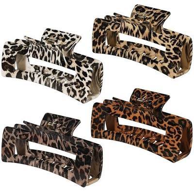 laxizar 4 Pcs Hair Clips 4.1 Inch Claw Clips Leopard Hair Accessories