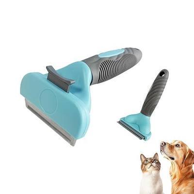 Self Cleaning Pet Shedding Brush for Long Short Haired Dogs & Cats (Small) | One-click hair removal, removes loose fur/tangles/mats, gentle on skin, stainless steel teeth, ergonomic handle