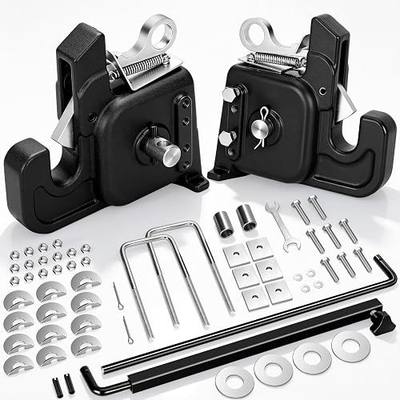 Upgraded Category 1 & 2 Tractor Easy Change Quick Hitch System, 3-Point Hitch Adapter for Tractors and Implements, Heavy-Duty Steel Construction, 30,000+ LBS Capacity, Adjustable Spreader Bar, Black