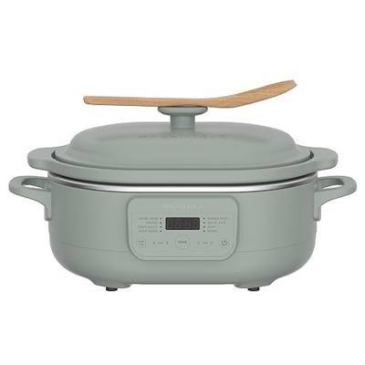 4 Quart Claypot Slow Cooker, 8-in-1 Multi Cooker with Flexible Programming, Removable Crock, Nonstick, Oven Safe Pot to 450°F, Olive